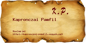 Kapronczai Pamfil névjegykártya