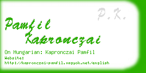 pamfil kapronczai business card